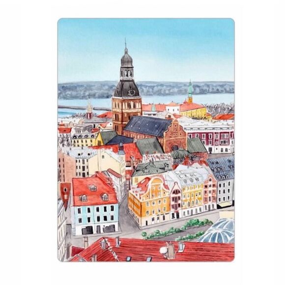 Riga Latvia Travel Art Magnet - Picture 1 of 2
